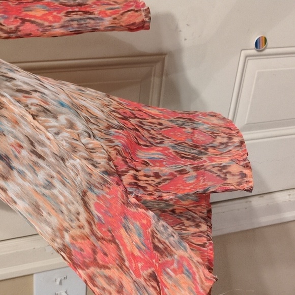 Chicos Tunic: Sheer, Abstract Print Embellished With Beads & Rhinestones, V-Neck - Picture 3 of 16